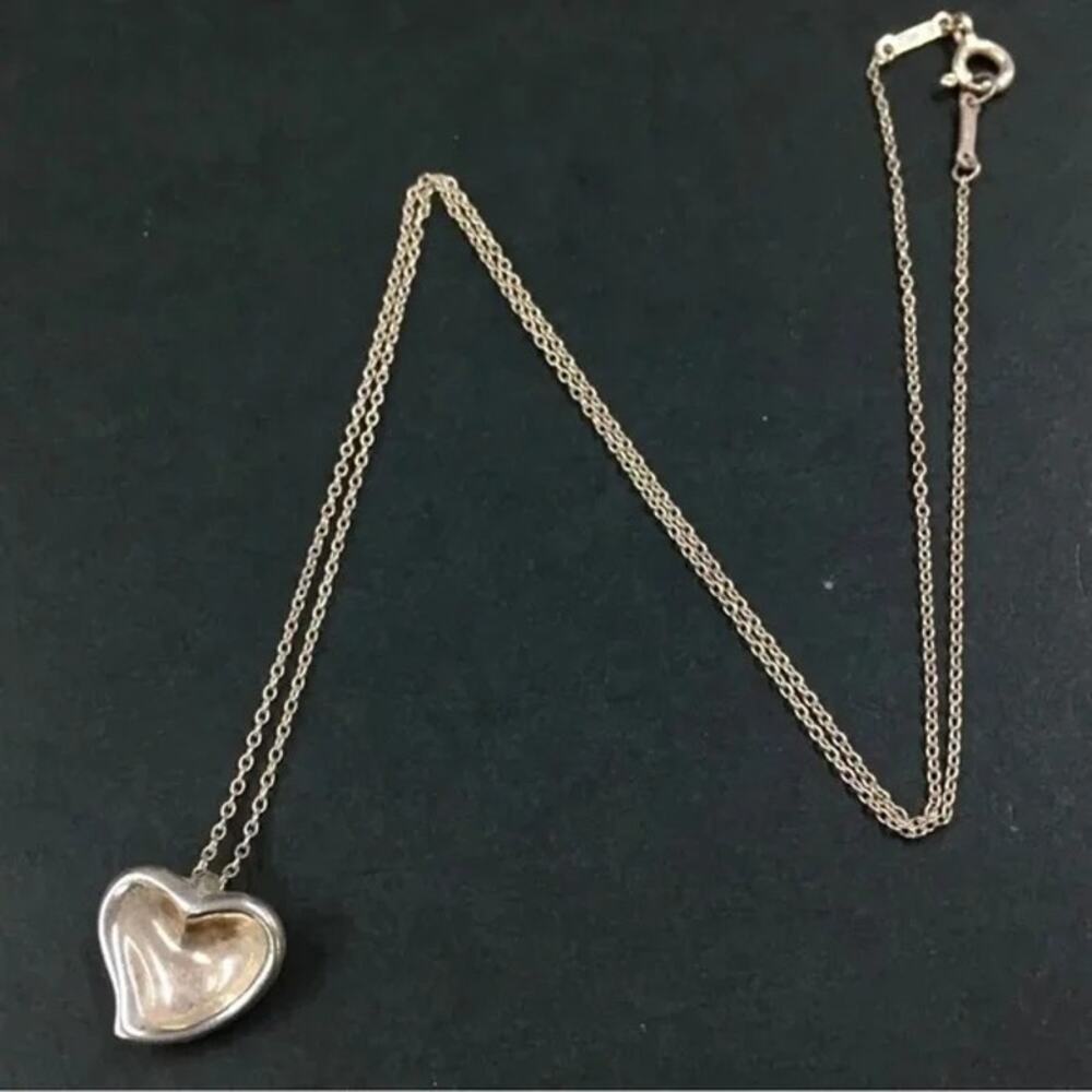 Tiffany & Co. Elsa Peretti Full Heart Pendant Necklace 925 Sterling Silver Spain